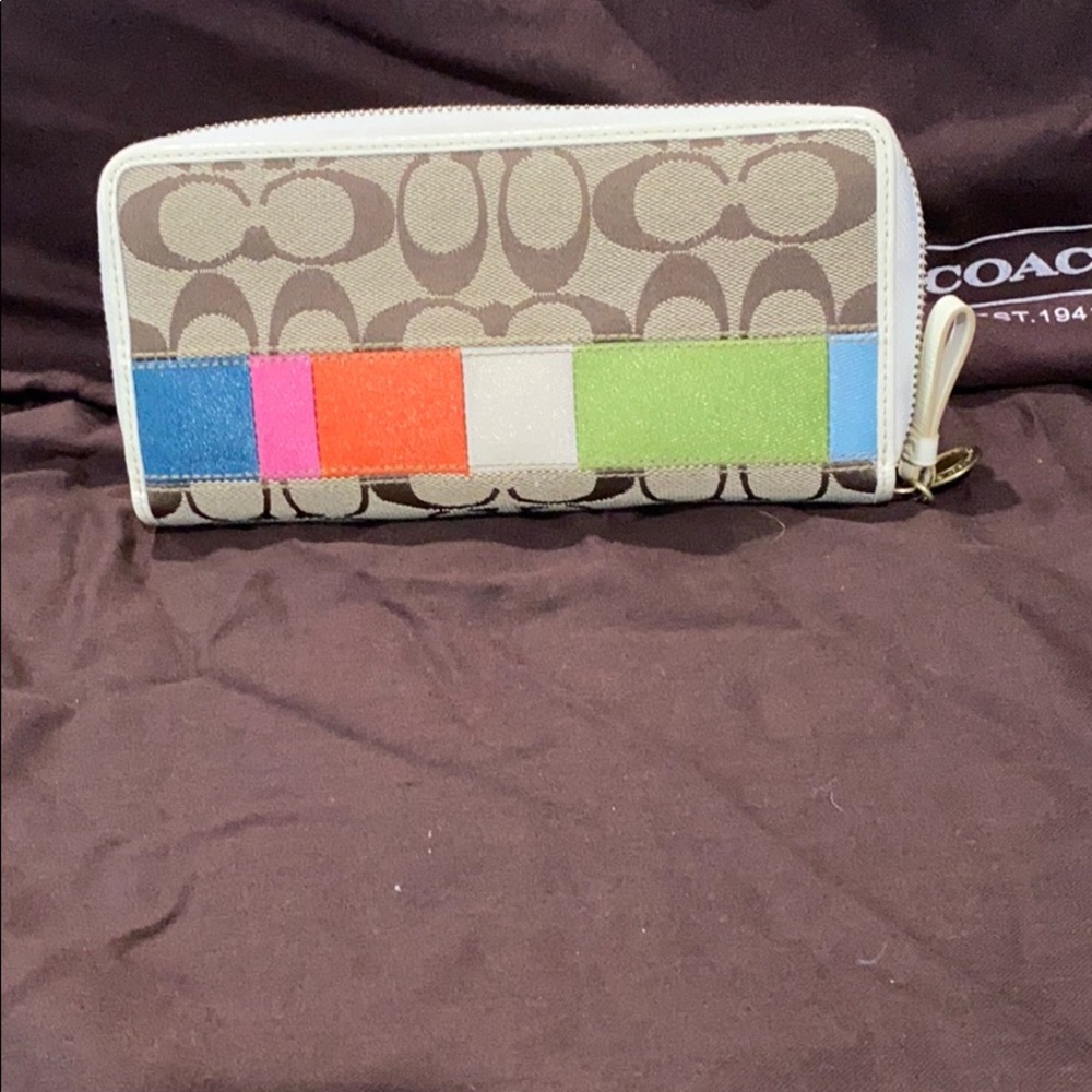 Coach Monogram Multi Color Stripe Accordion Wallet - image 3